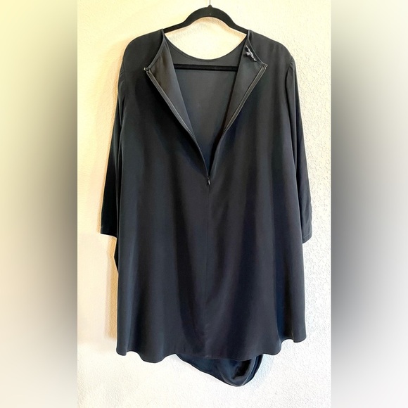Lafayette 148 Black Silk Dress XL Long Sleeve Knee Length Asymmetrical Hem - Picture 5 of 6